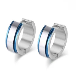 Boucles d'oreilles petites créoles - placage bleu