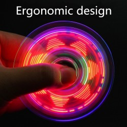 Fidget spinner lumineux - motif transparent - LED - brille dans le noir