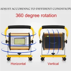 100W Waterproof Flood Light Outdoor Reflector LED External Projector RGB Spotlight Searchlight Rechargeable by 6*18650 Batter...