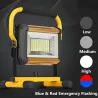 100W Waterproof Flood Light Outdoor Reflector LED External Projector RGB Spotlight Searchlight Rechargeable by 6*18650 Batter...