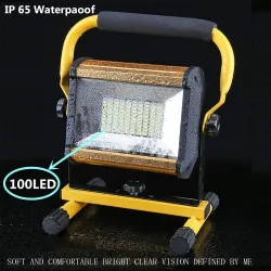 100W Waterproof Flood Light Outdoor Reflector LED External Projector RGB Spotlight Searchlight Rechargeable by 6*18650 Batter...