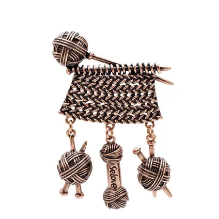 Tissage boule/fil - broche vintage