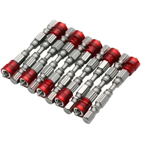 Embouts magnétiques PH2 65 mm à tige hexagonale - 10 pièces