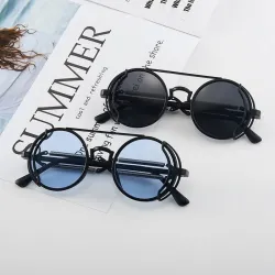 Lunettes de soleil steampunk gothiques classiques - rétro - monture ronde