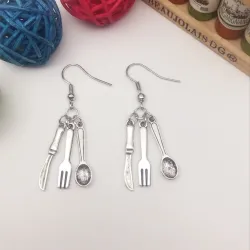 Boucles d'oreilles couverts couteau, fourchette et cuillère