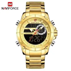 Montre à quartz électronique pour homme NAVIFORCE 9163, lumineuse, calendrier, sport, décontractée, étanche, bracelet en acier i