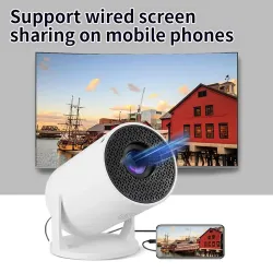 Projecteur portable HY200 720p - Rotation à 270°, Full HD HDMI/USB, idéal pour le home cinéma et les films en plein air