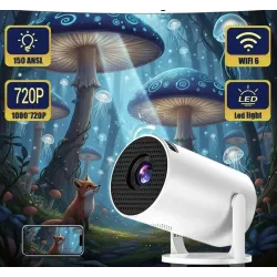 Projecteur portable HY200 720p - Rotation à 270°, Full HD HDMI/USB, idéal pour le home cinéma et les films en plein air