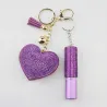 Porte-clés cœur diamant - avec cordon tendance et mini flacon de parfum