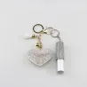 Porte-clés cœur diamant - avec cordon tendance et mini flacon de parfum
