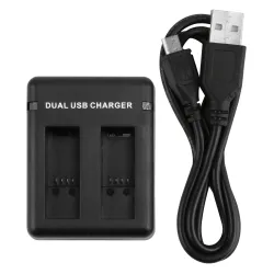 Chargeur de batterie double port pour caméra GoPro Hero 5 avec câble USB