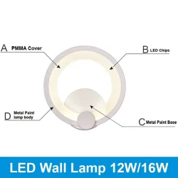 12W 16W LED lampe de lumière murale moderne