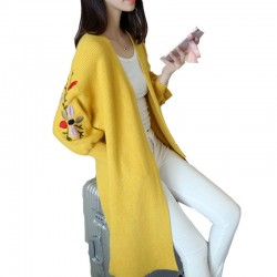 Long Loose Embroidery Knitted Sweater CardiganWomen's fashion