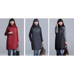 Turtleneck Loose Patchwork robe d'hiver tunique