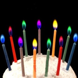 Flamme colorée - bougies pour un gâteau d'anniversaire 6 pièces