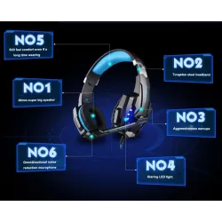G9000 - Casque de jeux avec microphone LED 3,5 mm