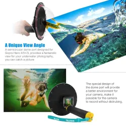 TELESIN 6" Waterproof Case Floating Trigger for GoPro Hero 4 3 3+ Lens Dome Cover HousingAccessories