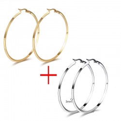 Gold & Silver Round Hoops Earrings 2 PairEarrings