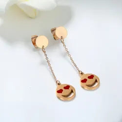 Stainless Steel Red Heart Long EarringsEarrings