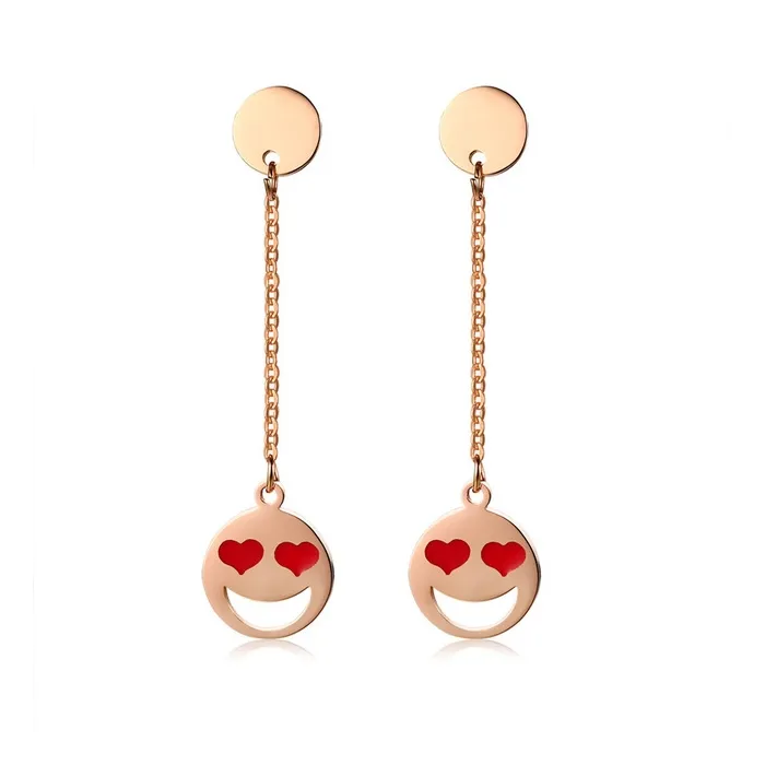Stainless Steel Red Heart Long EarringsEarrings