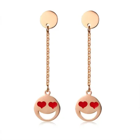 Stainless Steel Red Heart Long EarringsEarrings