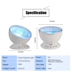 Ocean waves - starry sky - USB LED night light - projectorDecoration