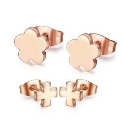 Boucles d'oreilles en acier inoxydable rose 2 paires