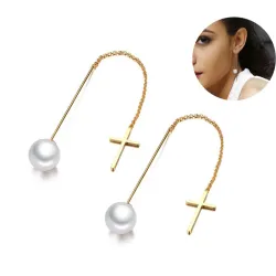 Boucles d'oreilles élégantes en ligne perle