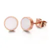 Boucles d'oreilles rondes en or rose noir et blanc