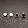 Black & white rose gold stud round earringsEarrings