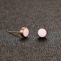 Boucles d'oreilles rondes en or rose noir et blanc