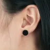 Boucles d'oreilles rondes en noir et argent