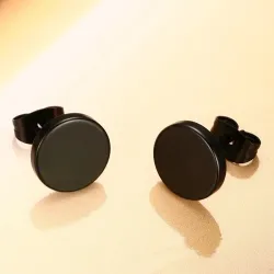 Boucles d'oreilles rondes en noir et argent