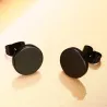 Boucles d'oreilles rondes en noir et argent