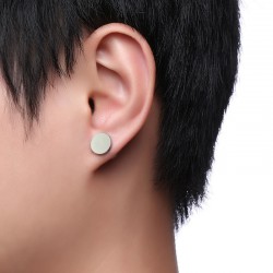 Boucles d'oreilles rondes en argent simple Unisexe