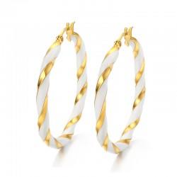 White & Gold Big Hoops EarringsEarrings