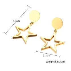 Boucles d'oreilles de cinq étoiles d'or