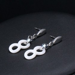 White Ceramic Infinity Geometric Drop EarringsEarrings
