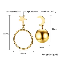 Star & Moon Asymmetric EarringsEarrings