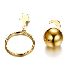 Star & Moon Asymmetric EarringsEarrings