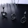 Boucles d'oreilles rondes en céramique noire & collier