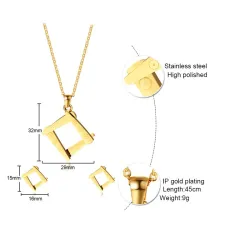 Irregular Square Shape Necklace & Earrings Jewellery SetJewellery Sets