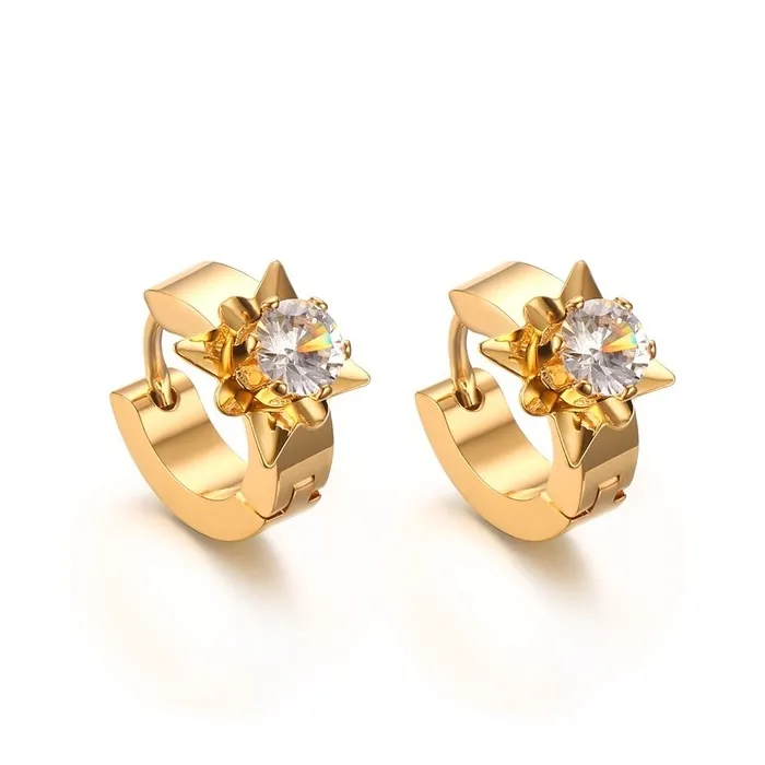 Gold stud earrings with zirconiaEarrings