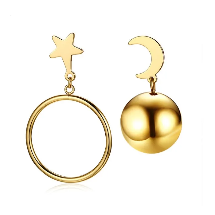 Star & Moon Asymmetric EarringsEarrings