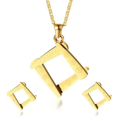 Boucles d'oreilles en forme carrée irrégulière Ensemble de bijoux