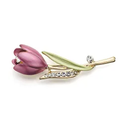Elégante broche de tulipe en cristal