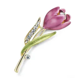 Elégante broche de tulipe en cristal
