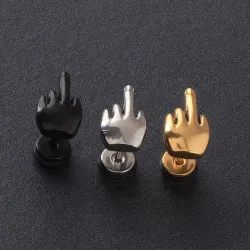 Middle finger earring - stainless steelEarrings