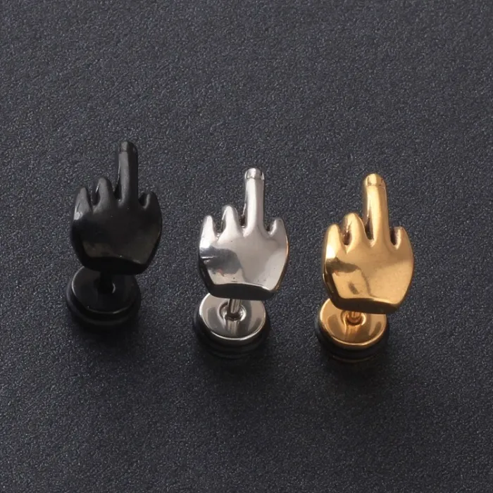 Middle finger earring - stainless steelEarrings