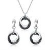 Boucles d'oreilles rondes en céramique noire & collier